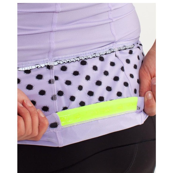 Lululemon 10 Womens Velo Vixen Sleeveless Jersey High Noon Dot Lilac / Black Top - Picture 9 of 16